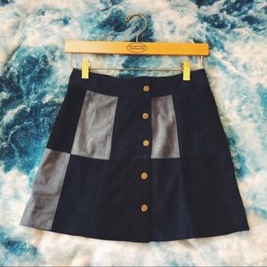Forever 21 Blue Suede Checkered Skirt - Small